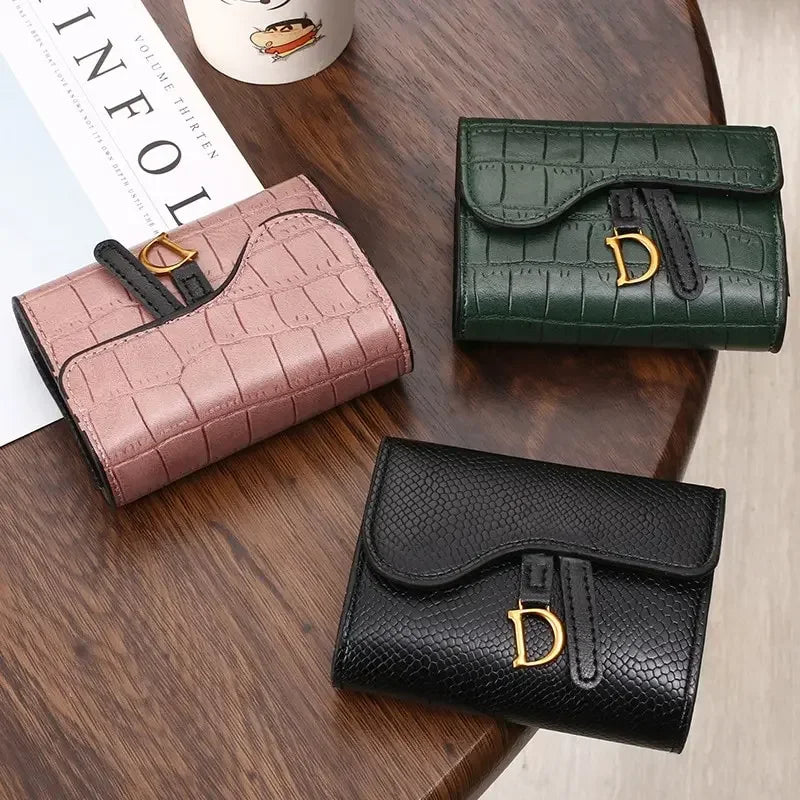 Women'S Wallet Short 2024 New Korean Style D Letter Buckle Coins Purses Wallet Card Bag Key Wallet Luxury Carteras Para Mujeres