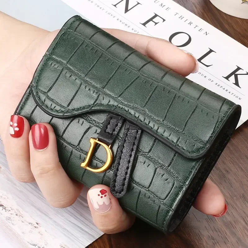 Women'S Wallet Short 2024 New Korean Style D Letter Buckle Coins Purses Wallet Card Bag Key Wallet Luxury Carteras Para Mujeres