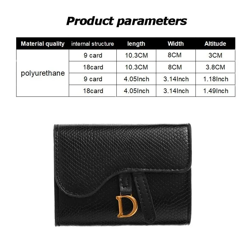 Women'S Wallet Short 2024 New Korean Style D Letter Buckle Coins Purses Wallet Card Bag Key Wallet Luxury Carteras Para Mujeres